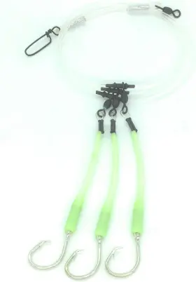 End Game Tackle Co. 3-10/0-250gs Deep Drop Rig 3 Mustad Circle Hooks With Glow Sleeve