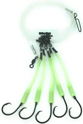 End Game Tackle Company 445000247223 Deep Drop Fishing Rig 5 Demon Circle 6/0 Hooks With Glow Sleeve Snap