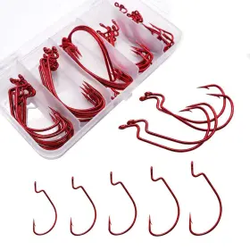 Enjoyfishing 711202002050 50pcs Wide Gap Worm Hooks Carbon Steel Fishing For Bass Trout #1/0-5/0 Enjoyfishing 711202002050 50pcs Wide Gap Worm Hooks Carbon Steel Fishing For Bass Trout #1/0-5/0