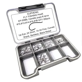 Eupheng 791309602025 Barbless Fly Fishing Hooks Set Dry Wet Nymph Streamer Caddis Jig High Eupheng 791309602025 Barbless Fly Fishing Hooks Set Dry Wet Nymph Streamer Caddis Jig High