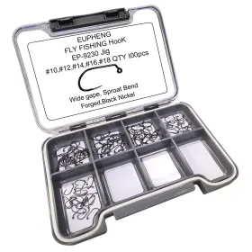 Eupheng 791370163487 Assortment Barbless Fly Fishing Hooks Dry Wet Nymph Streamer Caddis Shrimp Pu