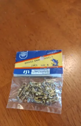 F. J. Neil 2106-4 Vtg F.j Co. 3-way Brass Swivel Hooks Nip 12 Pieces Size 5 Made In Korea F. J. Neil 2106-4 Vtg F.j Co. 3-way Brass Swivel Hooks Nip 12 Pieces Size 5 Made In Korea