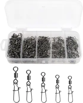 Facikono 705353807039 Fishing Swivels Snaps Set Rolling Bearing Swivel With Duo Lock Snap Connector F Facikono 705353807039 Fishing Swivels Snaps Set Rolling Bearing Swivel With Duo Lock Snap Connector F