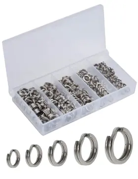Facikono Frbatch3-13234 250pcs Fishing Split Rings Assortment Kit Stainless Steel Double Facikono Frbatch3-13234 250pcs Fishing Split Rings Assortment Kit Stainless Steel Double