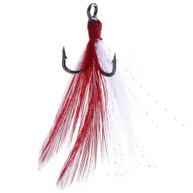 Fangblue 714955998151 20pcs Treble Fishing Hooks With Red And White Feather Size 2# Stainless Steel Fangblue 714955998151 20pcs Treble Fishing Hooks With Red And White Feather Size 2# Stainless Steel