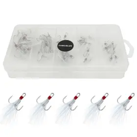 Fangblue 796103400730 Treble Fishing Hooks With Feather Stainless Steel Barbed Sharp Triple Fishhoo Fangblue 796103400730 Treble Fishing Hooks With Feather Stainless Steel Barbed Sharp Triple Fishhoo
