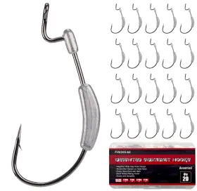 Finoseak 016392062595 20pcs Weighted Bass Fishing Hooks Wide Gap Weedless Swimbait 1/0 4/0 Finoseak 016392062595 20pcs Weighted Bass Fishing Hooks Wide Gap Weedless Swimbait 1/0 4/0