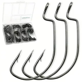 Finoseak 016392062618 120pcs Bass Fishing Hooks Freshwater Premium Extra Wide Gap Offset Worm Bass