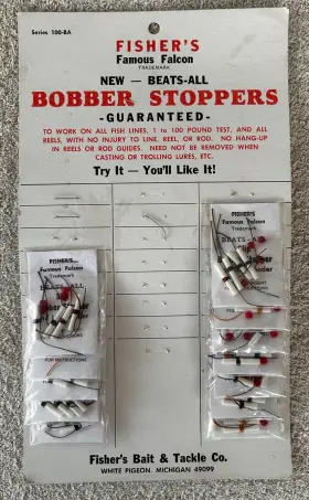 Fishers Famous Falcon 100-ba 12 Packs All Fish Lines Bobber Stoppers Nos New Old Stock