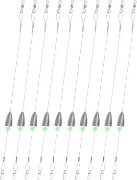 Fishing Tackle Ltd. 445019470407 Carolina Rigs For Fishing- 12 Inch Steel Leaders With Weight Fishing Tackle Ltd. 445019470407 Carolina Rigs For Fishing- 12 Inch Steel Leaders With Weight