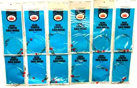 Fishking Sw-217-1/0 12 Packs Sw-217 Snelled Deluxe Striped Bass Size 1/0 Hook 2-count