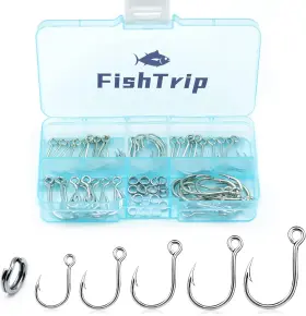 Fishtrip 313040828894 Fishing Inline Single Hooks - In Line For Treble Hook Replacement Lure