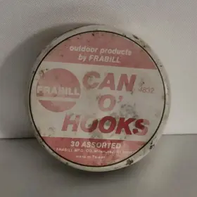 Frabill 4832 Vintage 1960s Can O Hooks Tin Assorted Full Fishing