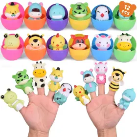 Fun Little Toys F-467 Eggs With Animal Finger Puppets Bath Kids 12pcs Set