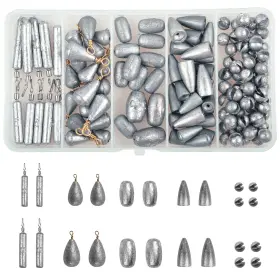 Fusigo Hbyn-121 121pcs Fishing Weights Sinkers Kit Assorted Bass Casting Split Shot Worm