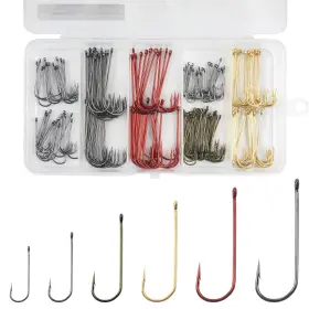 Fusigo Hbzh-9146 Aberdeen Crappie Fishing Hook Set 150pcs Hooks Long Shank Jig Silver