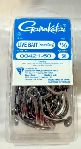 Gamakatsu 00421-50 11/0 Live Bait Heavy Duty Hooks 50 Per Pack