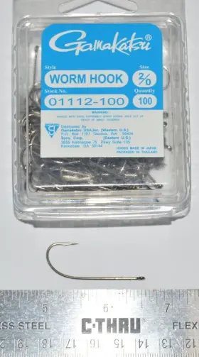 Gamakatsu 01112-100 Worm Hook Size 2/0 Universal Straight Shank Value Pack Gamakatsu 01112-100 Worm Hook Size 2/0 Universal Straight Shank Value Pack