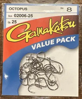 Gamakatsu 02006-25 Octopus Hooks Size 8 - 25 Per Pack Value Fishing