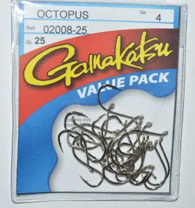Gamakatsu 02009-25 Octopus Hook Size 4 Nickel 25 Per Pack # 02008-25 Value Hooks Gamakatsu 02009-25 Octopus Hook Size 4 Nickel 25 Per Pack # 02008-25 Value Hooks