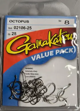 Gamakatsu 02106-25 Octopus Hook Size 8 / 25 Per Pack Value Br21