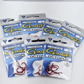 Gamakatsu 02309 7 Packs Of Octopus Size 2 Red Hooks 56 Total