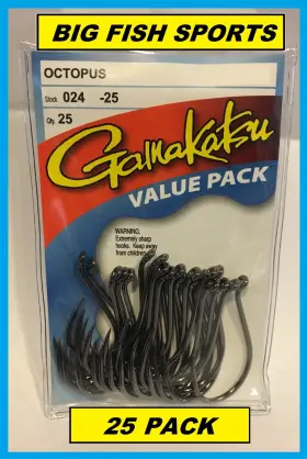 Gamakatsu 02409-25 #024 Octopus Nsb Value Pack 25 Hooks New Size2 Gamakatsu 02409-25 #024 Octopus Nsb Value Pack 25 Hooks New Size2