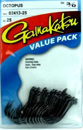 Gamakatsu 0241325 Octopus Hooks Size 3/0 25 Per Pack 02413-25 Value New Black Gamakatsu 0241325 Octopus Hooks Size 3/0 25 Per Pack 02413-25 Value New Black