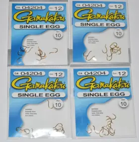 Gamakatsu 04204 4 Packs Trout Salmon Single Egg Gold Hooks Size 12