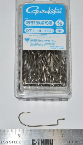 Gamakatsu 07114-100 Offset Shank Worm Hook Size 4/0 Hooks Super Value Pack Gamakatsu 07114-100 Offset Shank Worm Hook Size 4/0 Hooks Super Value Pack