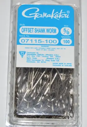 Gamakatsu 07115-100 Offset Shank Worm Hooks Size 5/0 Super Value Pack Bronze