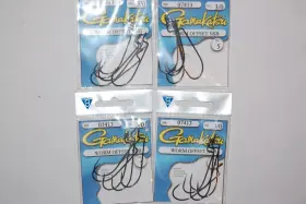 Gamakatsu 07413 4 Packs Offset Shank Bass Soft Plastic Worm Hook 3/0 Black