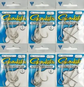 Gamakatsu 089726005902 Lot Of 6 Octopus Med Shank Nickel Hook 3/0 19013 K3378 Gamakatsu 089726005902 Lot Of 6 Octopus Med Shank Nickel Hook 3/0 19013 K3378