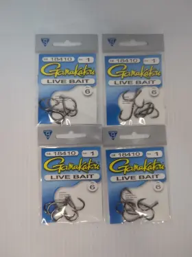 Gamakatsu 089726023944 18410 Size 1 Live Bait Hooks 4 Packs New