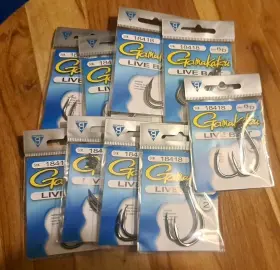 Gamakatsu 089726024026 18418 Size 8/0 Live Bait Fishing Hooks Qty 2 X 9 Packs Gamakatsu 089726024026 18418 Size 8/0 Live Bait Fishing Hooks Qty 2 X 9 Packs
