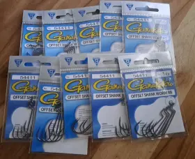 Gamakatsu 089726033233 54411 Size 1/0 Offset Shank Worm Rb Fishing Hooks Qty 6 X 10 Packs Gamakatsu 089726033233 54411 Size 1/0 Offset Shank Worm Rb Fishing Hooks Qty 6 X 10 Packs