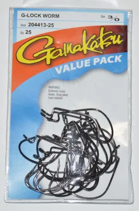 Gamakatsu 089726086451 G-lock Hook 3/0 Value Pack 204413-25 Bass Worm Soft Plastics 25 Pr Pak Gamakatsu 089726086451 G-lock Hook 3/0 Value Pack 204413-25 Bass Worm Soft Plastics 25 Pr Pak