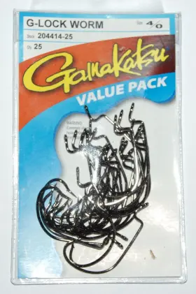 Gamakatsu 089726086475 G-lock Bass Worm Hook 204414-25 4/0 Value Pack 25 Hooks Gamakatsu 089726086475 G-lock Bass Worm Hook 204414-25 4/0 Value Pack 25 Hooks