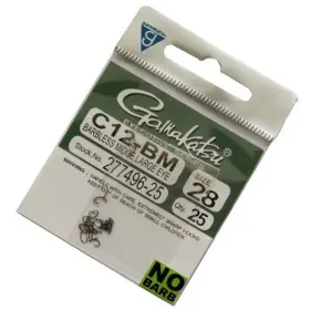 Gamakatsu 089726098980 Barbless C12-bm Large Eye Midge Hook-pack Of 25 Black 28
