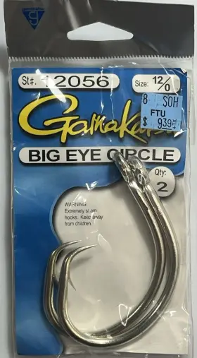 Gamakatsu 12056 Big Eye Circle St# 12/0 Qty. 2 Ea
