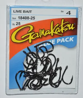Gamakatsu 18408-25 Live Bait Hooks Size 4 Value Pack Versatile Strong Saltwater