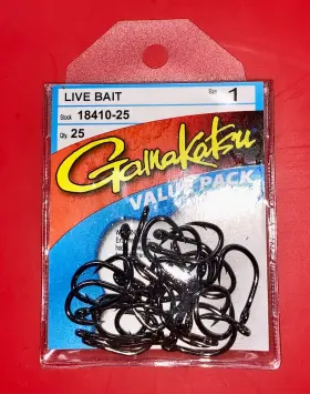 Gamakatsu 18410-25 Live Bait Saltwater Hooks Sz 1 Package Or 25