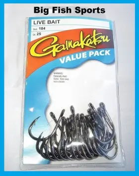 Gamakatsu 18416-25 #184 Live Bait Nsb Value Pack 25 Hooks New Size 6/0 Gamakatsu 18416-25 #184 Live Bait Nsb Value Pack 25 Hooks New Size 6/0