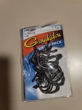 Gamakatsu 18417-25 #184 Live Bait Nsb Value Pack 25 Hooks New Size 7/0