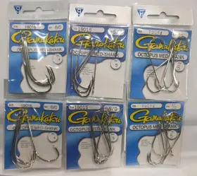 Gamakatsu 19014 Lot Of 6 -gamakatsu Octopus Hooks Med Shank Nickel Hook 4/0 5/0 6/0 Fishing Gamakatsu 19014 Lot Of 6 -gamakatsu Octopus Hooks Med Shank Nickel Hook 4/0 5/0 6/0 Fishing