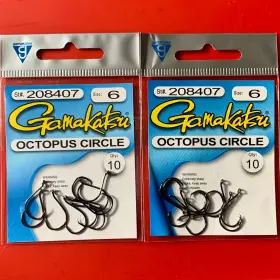 Gamakatsu 208407 2 Packs Size 6 Black Octopus Circle Hooks Offset Point 10 Ct