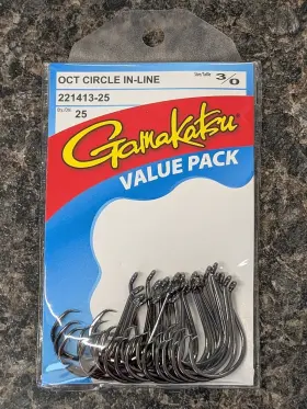 Gamakatsu 221413-25 Octopus Circle Hooks Inline Point - Ns Black Size 3/0 Pack Of 25 Gamakatsu 221413-25 Octopus Circle Hooks Inline Point - Ns Black Size 3/0 Pack Of 25