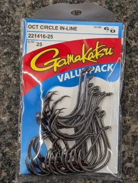 Gamakatsu 221416-25 Octopus Circle Hooks Inline Point - Ns Black Size 6/0 Pack Of 25 Gamakatsu 221416-25 Octopus Circle Hooks Inline Point - Ns Black Size 6/0 Pack Of 25