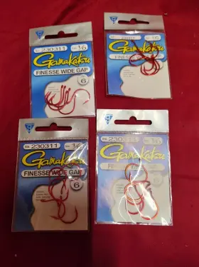 Gamakatsu 230311 4 Packs Finesse Wide Gap Hook Hooks 1/0 # Red Senko Worm
