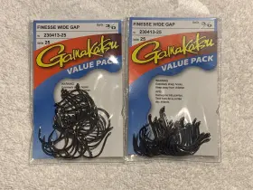 Gamakatsu 230413-25 Lot Of 2 Finesse Wide Gap Hooks Size 3/0. 50 Total Nip Gamakatsu 230413-25 Lot Of 2 Finesse Wide Gap Hooks Size 3/0. 50 Total Nip